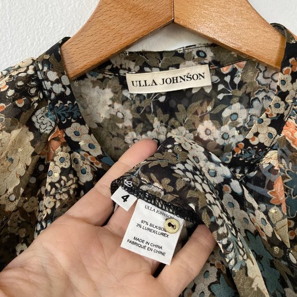 Ulla Johnson Colette Silk Blouse Night Garden - Picture 12 of 14